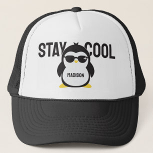 Aangepaste naam coole pinguïn trucker pet