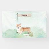 Aangepaste naam Corgi Pet Dog Spandoek (Horizontaal)