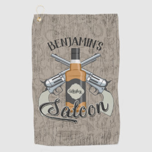 Aangepaste NAAM Cowboy Revolver Pistool Whisky Sal Golfhanddoek