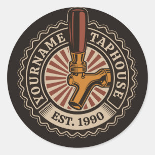 Aangepaste naam Craft Beer Taphouse Brewery Bar Ronde Sticker