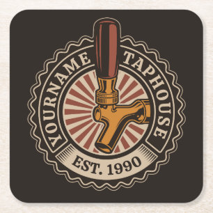 Aangepaste naam Craft Beer Taphouse Brewery Bar Vierkante Kartonnen Onderzetter