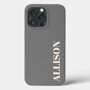 Aangepaste naam crème en gewoon grijs iPhone 13 pro hoesje