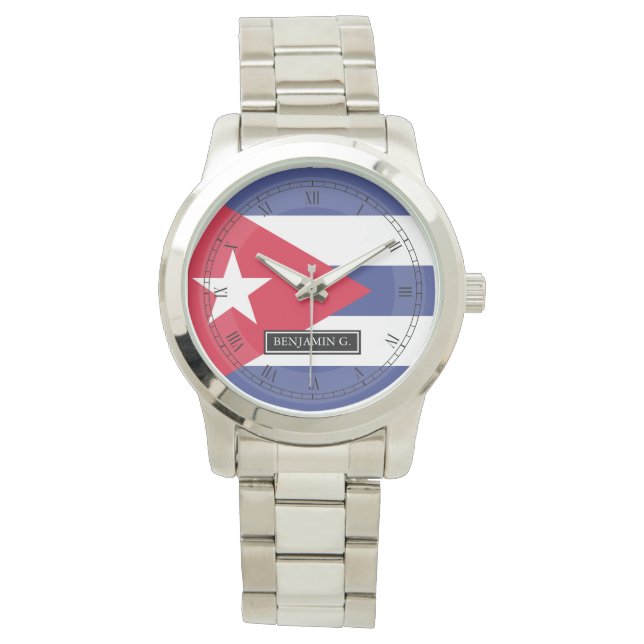 Aangepaste naam Cubaanse vlag Horloge (Voorkant)