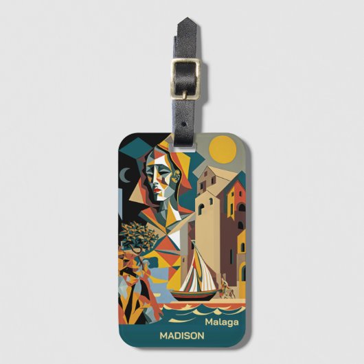 Aangepaste naam Cubist Malaga Bagagelabel (Voorkant (verticaal))