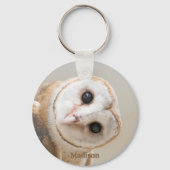 Aangepaste naam Cute Barn Owl Sleutelhanger (Voorkant)