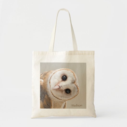 Aangepaste naam Cute Barn Owl Tote Bag (Voorkant)