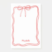 Aangepaste naam Cute Coquette Rode Lint Frame Post-it® Notes (Voorkant)