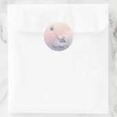 Aangepaste naam Cute Fantasy Mouse Dandelion Sleut Ronde Sticker (Tas)