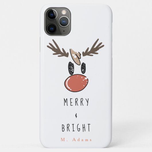 Aangepaste naam Cute Funny Reindeer Case-Mate iPhone Case (Achterkant)
