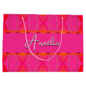 Aangepaste naam Cute Girly Oranje en Roze Groot Cadeauzakje (Achterkant)