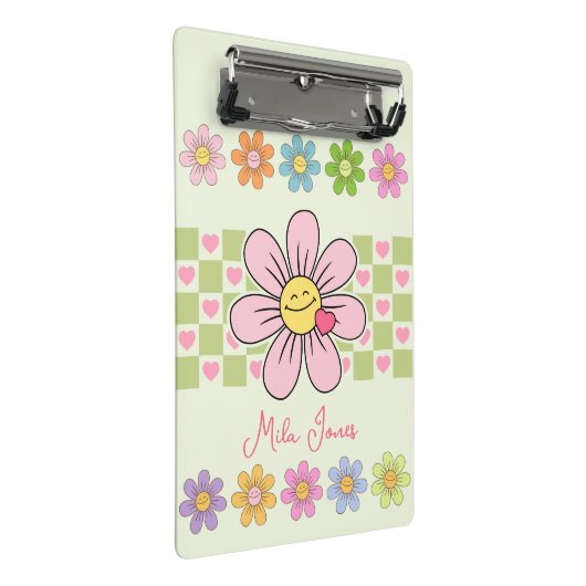 Aangepaste naam Cute Happy Flower Smile Mini Klembord (Schuin)