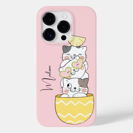 Aangepaste naam Cute Kittens Case-Mate iPhone Case (Achterkant)