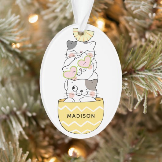 Aangepaste naam Cute Kittens Ornament (Boom)