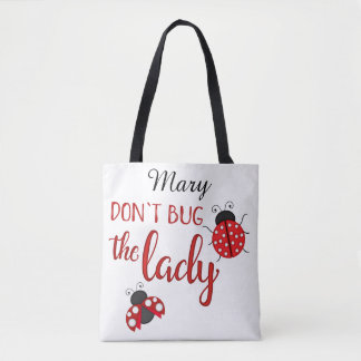 Aangepaste naam Cute Ladybug Canvas tas