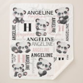 Aangepaste naam Cute Pandas Sherpa Blanket Sherpa Deken (Voorkant)