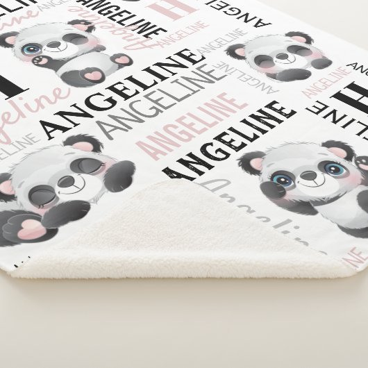 Aangepaste naam Cute Pandas Sherpa Blanket Sherpa Deken (3/4)