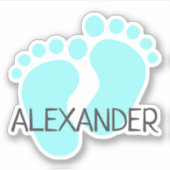 Aangepaste naam Cute Pastel Blauwe Baby Voeten Ten Sticker (Voorkant)