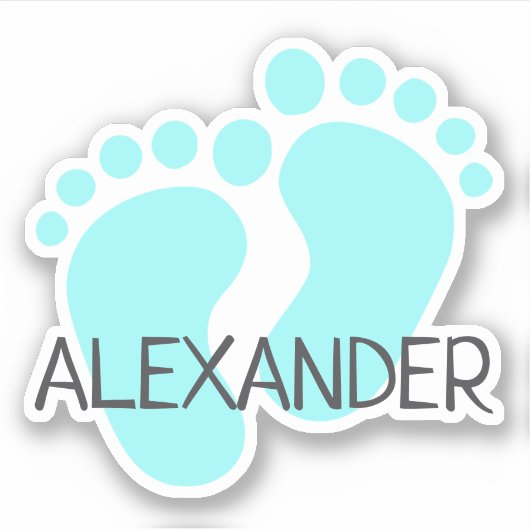 Aangepaste naam Cute Pastel Blauwe Baby Voeten Ten Sticker (Voorkant)