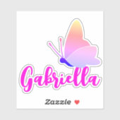Aangepaste naam Cute Rainbow Vlinder Grafische Zoe Sticker (Vel)