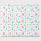 Aangepaste naam Daisy age 8 verjaardagsrap Cadeaupapier (Vlak)