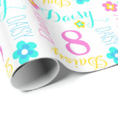 Aangepaste naam Daisy age 8 verjaardagsrap Cadeaupapier (Rol Hoek)
