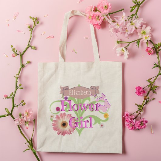 Aangepaste naam Daisy Bloemenmeisje Tote Bag