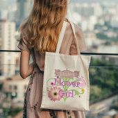 Aangepaste naam Daisy Bloemenmeisje Tote Bag