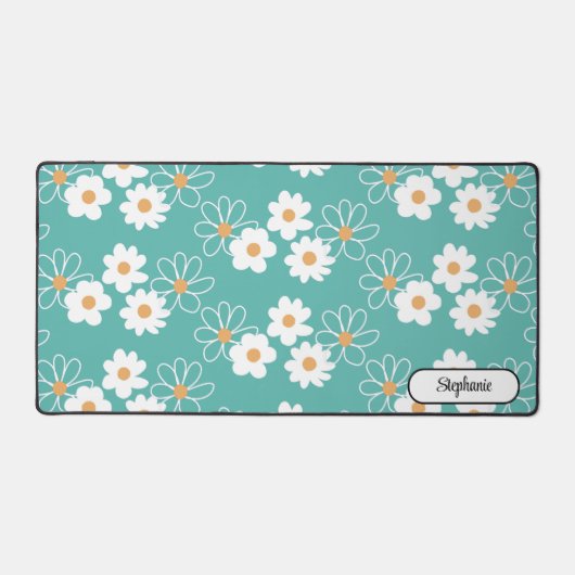 Aangepaste naam Daisy Pattern Turquoise Bureaumat (Voorkant)