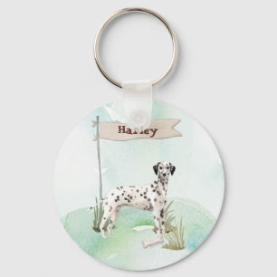 Aangepaste naam Dalmatische huisdier hond Sleutelhanger
