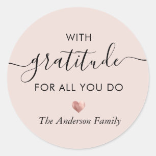 Aangepaste Naam Dankbaarheid Modern Script Dank u  Ronde Sticker