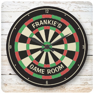 Aangepaste naam Dart Board Game Room Man Cave Dart Grote Klok
