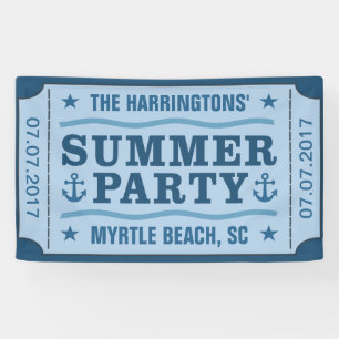 Aangepaste naam, datum en locatie "Party Ticket"-b Spandoek