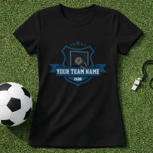Aangepaste naam & datum voetbalteam schild t-shirt