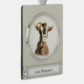 Aangepaste naam Datum Waterverf Geitenvlees Boerde Verzilverd Banner Ornament (Rechts)