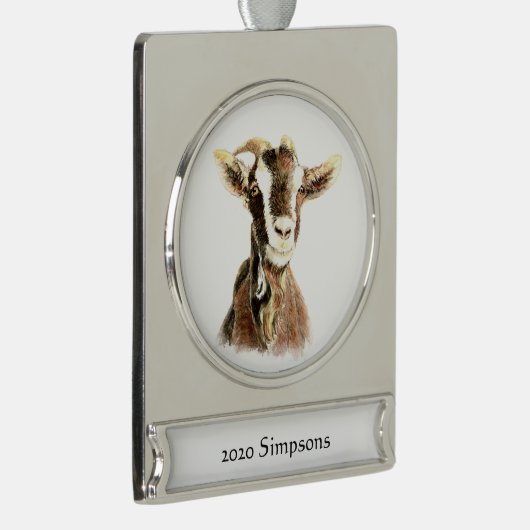 Aangepaste naam Datum Waterverf Geitenvlees Boerde Verzilverd Banner Ornament (Rechts)