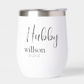 Aangepaste naam & datum Wijn Tumbler voor Hubby (Links)