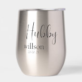 Aangepaste naam & datum Wijn Tumbler voor Hubby (Links)