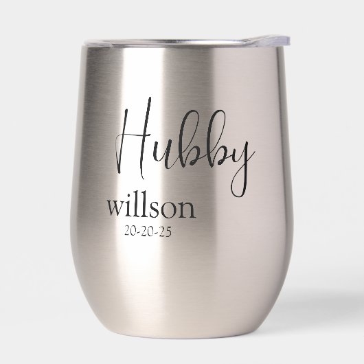 Aangepaste naam & datum Wijn Tumbler voor Hubby (Links)