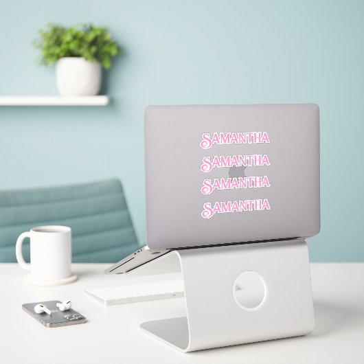 Aangepaste naam Decal Custom Times Four Sticker (Laptop op bureau)