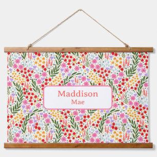Aangepaste Naam Decor Kleurrijke Bloemen Kwekerij Hangend Wandkleed