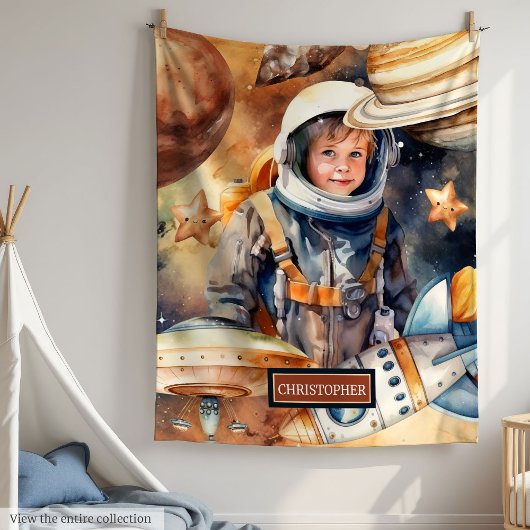 Aangepaste Naam Deken Astronaut Galaxy Boy Gift Id