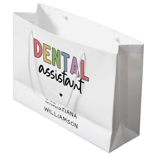 Aangepaste naam Dental Assistant Cadeaubon Groot Cadeauzakje (Voorkant Gekanteld)
