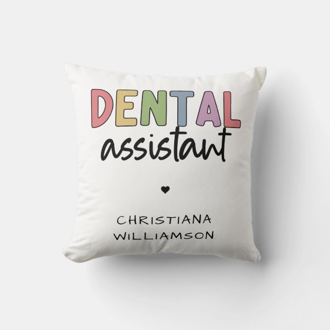 Aangepaste naam Dental Assistant Cadeaubon Kussen (Voorkant)