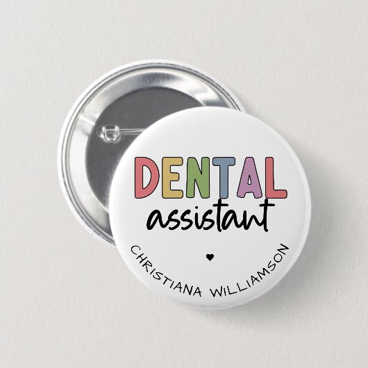 Aangepaste naam Dental Assistant Cadeaubon Ronde Button 5,7 Cm (Voorkant /achterkant)