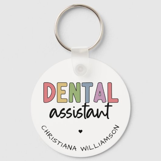 Aangepaste naam Dental Assistant Cadeaubon Sleutelhanger (Voorkant)