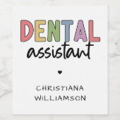 Aangepaste naam Dental Assistant Cadeaubon Wijn Etiket (Enkel label)
