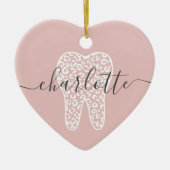 Aangepaste naam Dental Leopard Print Tooth Cadeau Keramisch Ornament (Voorkant)