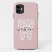 Aangepaste naam Dental Leopard Print Tooth Case-Mate iPhone Case (Achterkant)