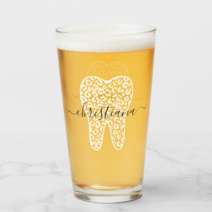 Aangepaste naam Dental Leopard Print Tooth Glas