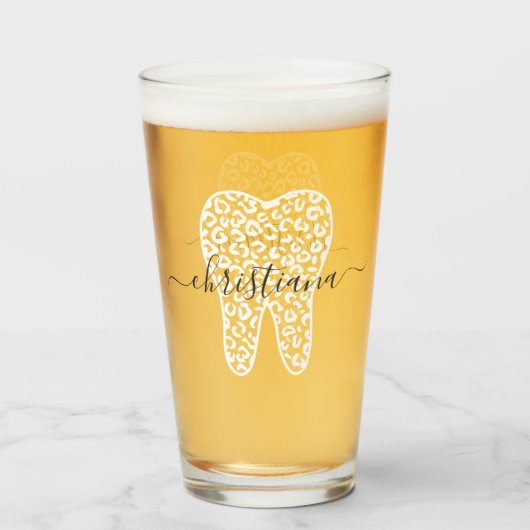 Aangepaste naam Dental Leopard Print Tooth Glas (Voorkant gevuld)